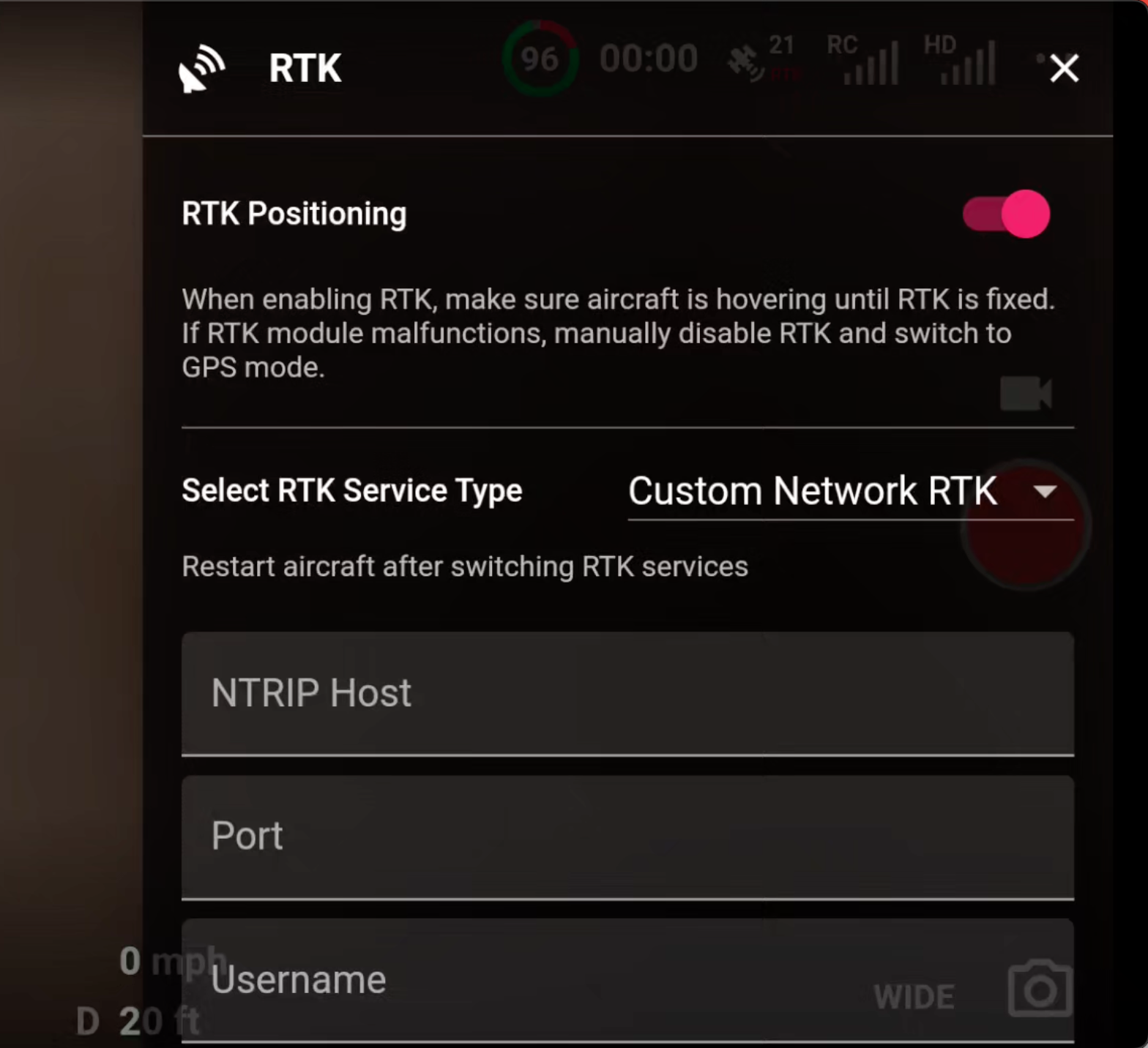 RTK Setup RTK for M3E Network RTK Dronelink